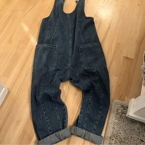 Free People High Roller denim jumpsuit